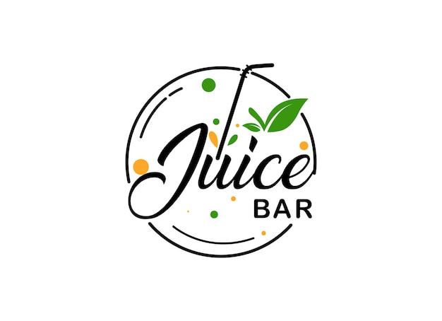 Plantilla de diseño de logotipo de barra de jugos y frutas frescas