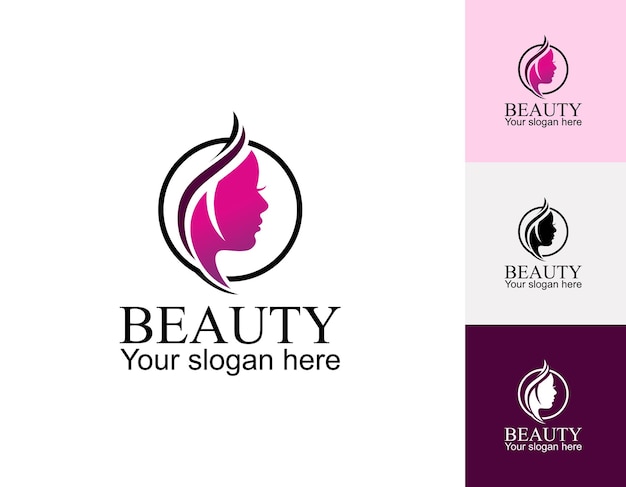Plantilla de diseño de logotipo de belleza de mujer femenina