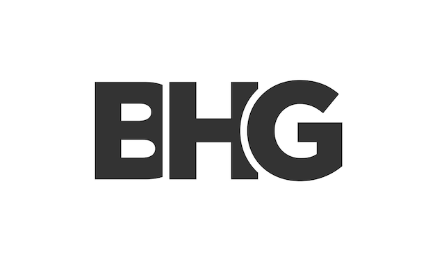 plantilla de diseño de logotipo de BHG con texto en negrita fuerte y moderno logotipo vectorial basado inicial con tipografía simple y minimalista identidad de empresa de moda