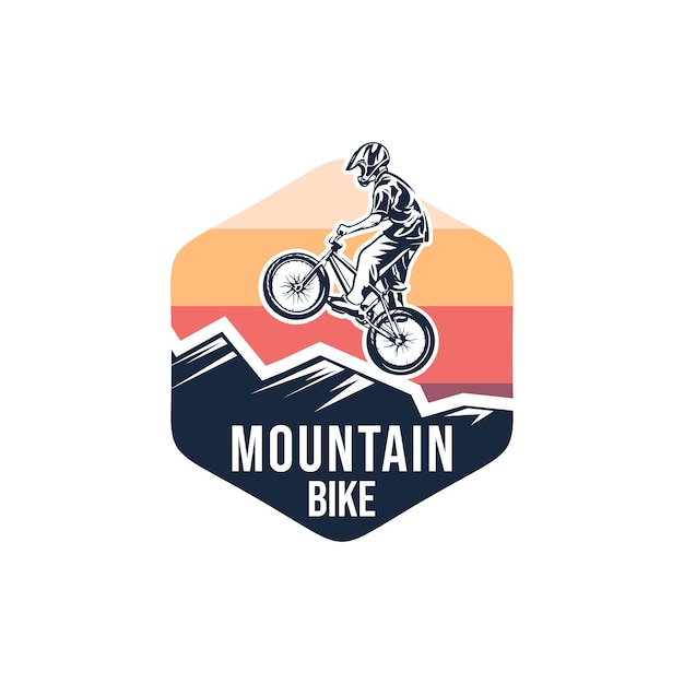 Plantilla de diseño de logotipo de bicicleta de descenso de bicicleta de montaña