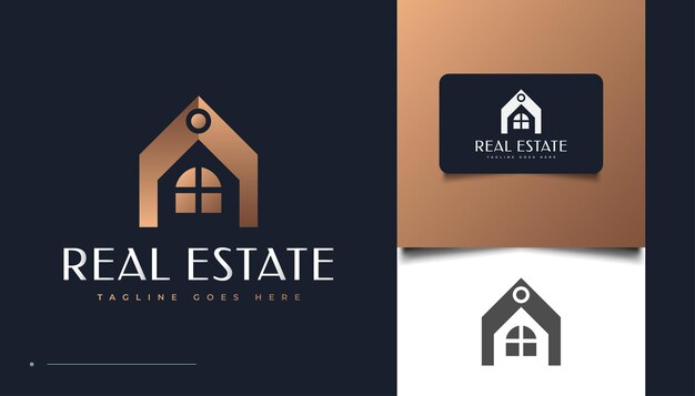 Plantilla de diseño de logotipo de bienes raíces de lujo y elegante. Diseño de logotipos de construcción, arquitectura o construcción