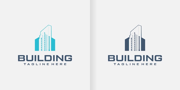 Plantilla de diseño de logotipo de bienes raíces Vista en perspectiva de los edificios Logotipo de residencia Logotipo de construcción Logotipo de rascacielos