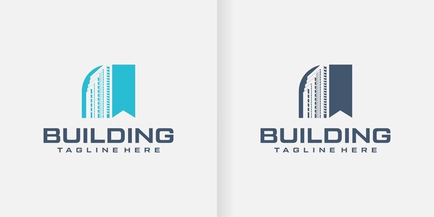 Plantilla de diseño de logotipo de bienes raíces Vista en perspectiva de los edificios Logotipo de residencia Logotipo de construcción Logotipo de rascacielos