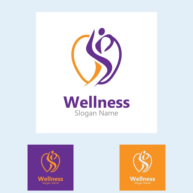 Plantilla de diseño de logotipo de bienestar de personas concepto de cuidado saludable