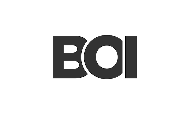 plantilla de diseño de logotipo BOI con texto en negrita fuerte y moderno logotipo vectorial basado en inicial con tipografía simple y mínima identidad de empresa de moda