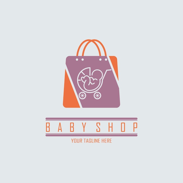 Plantilla de diseño de logotipo de bolsa de compras de carrito de compras para bebés para marca o empresa y otros