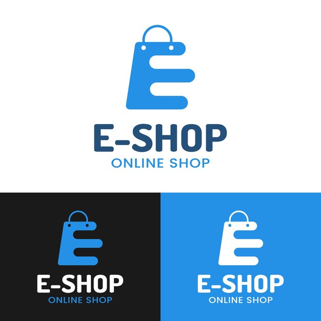 Plantilla de diseño de logotipo de bolsa de compras con letra inicial E