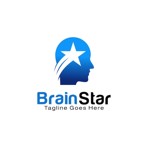 Plantilla de diseño de logotipo brain star