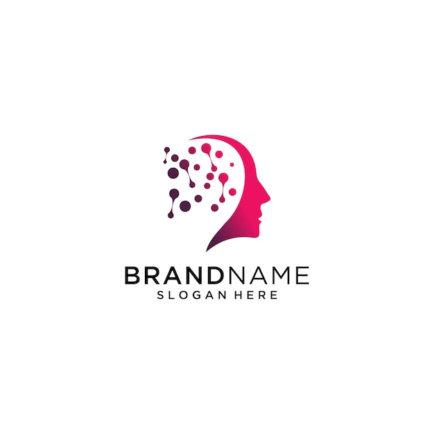 Plantilla de diseño de logotipo Brain Tech Mind Data