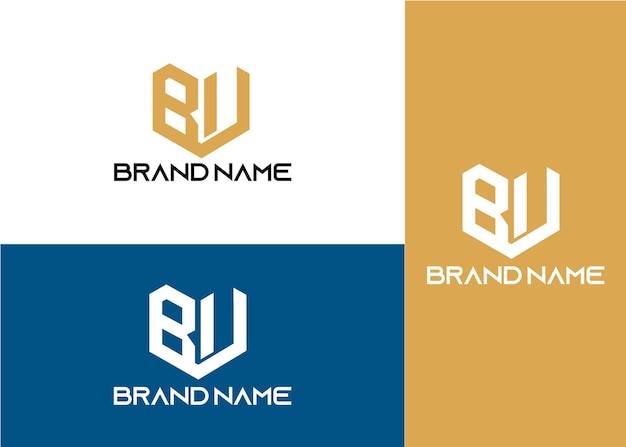 Plantilla de diseño de logotipo bu de letra inicial de monograma moderno