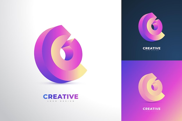 Plantilla de diseño de logotipo c y c con letras iniciales modernas y coloridas en 3d. logotipo del monograma cc en degradado vibrante