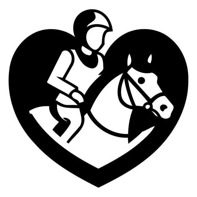 Vector plantilla de diseño del logotipo del caballo y el jinete ícono del deporte ecuestre