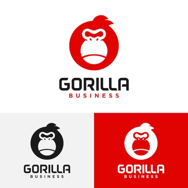 Vector plantilla de diseño de logotipo de cabeza de gorila simple en forma de círculo