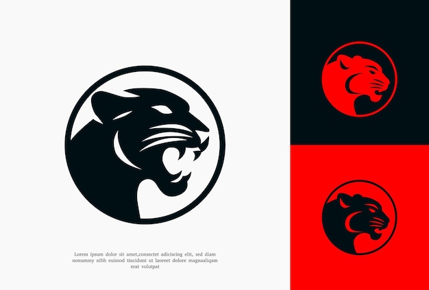 plantilla de diseño del logotipo de la cabeza de la pantera en silueta