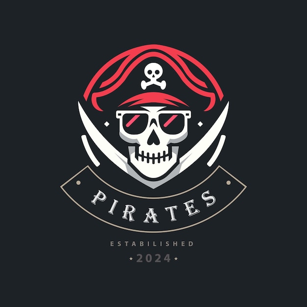 plantilla de diseño de logotipo de cabeza de pirata para marca o empresa y otras