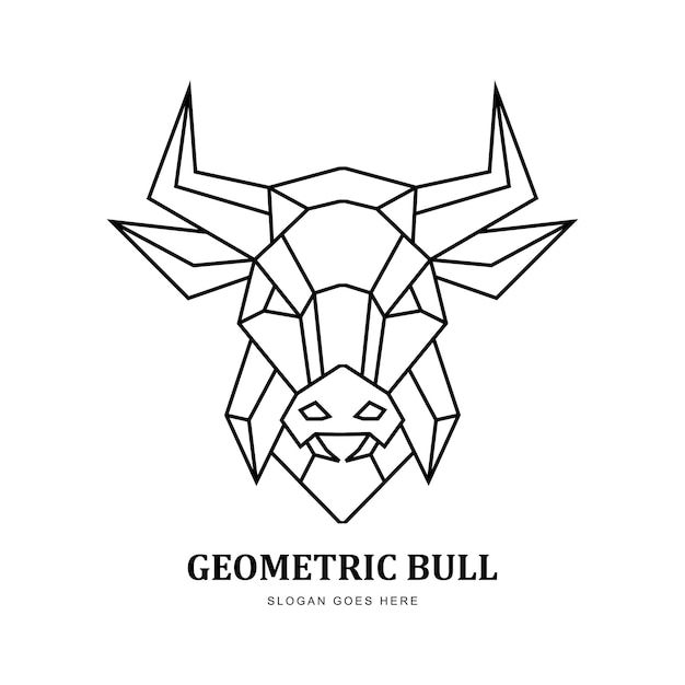 Plantilla de diseño de logotipo de cabeza de toro lineal geométrico