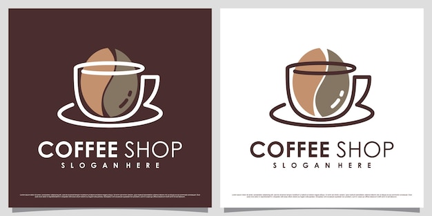 Plantilla de diseño de logotipo de café para cafetería o restaurante con icono de taza y elemento creativo