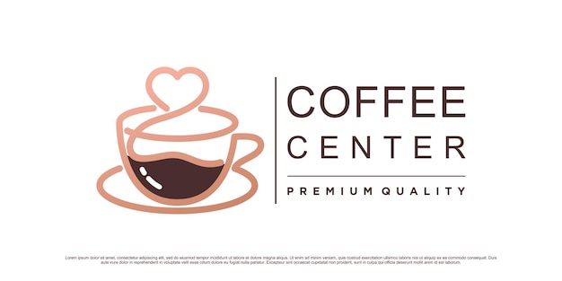Plantilla de diseño de logotipo de café con elemento de corazón e icono de taza