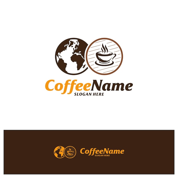 Plantilla de diseño de logotipo de café mundial concepto de logotipo de café vector símbolo de icono creativo