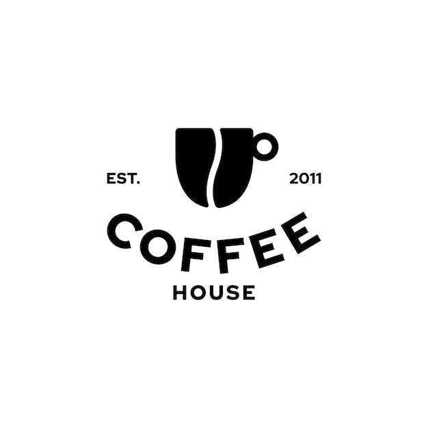 plantilla de diseño de logotipo de cafetería vectorial Símbolo del icono del frijol y la taza