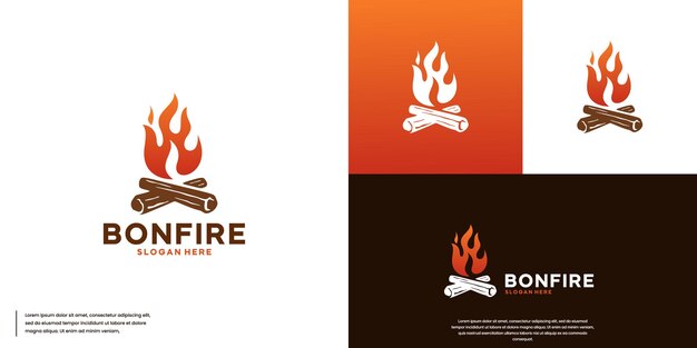 plantilla de diseño del logotipo del campamento de leña y fuego de campamento