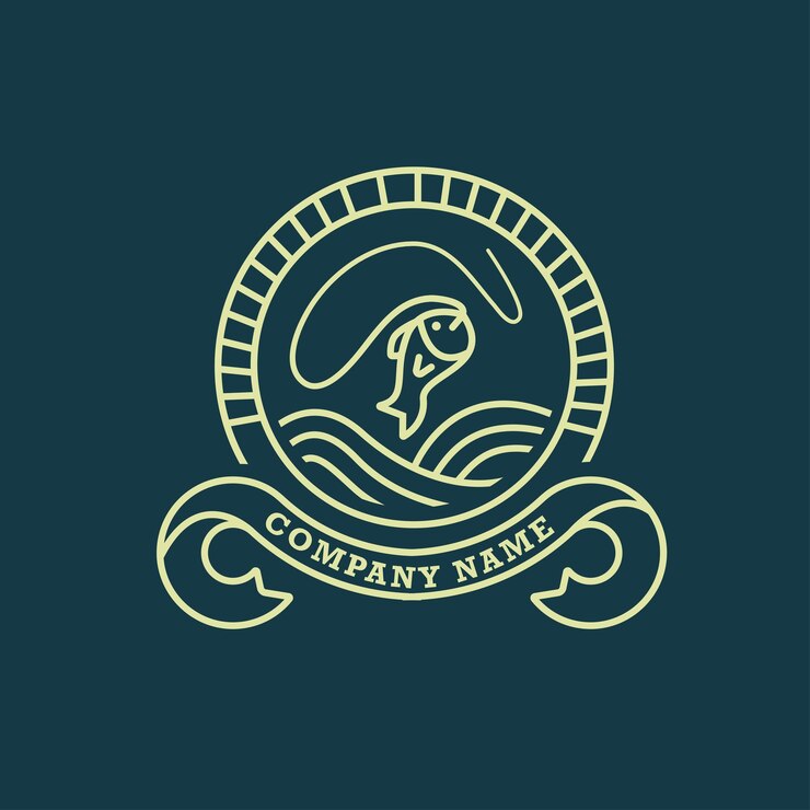 Plantilla de diseño de logotipo de caña de pescar