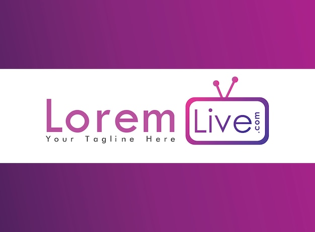 Vector plantilla de diseño de logotipo de canal de tv en línea concepto de logotipo de transmisión en vivo pinky purple violet rounded square tv icon