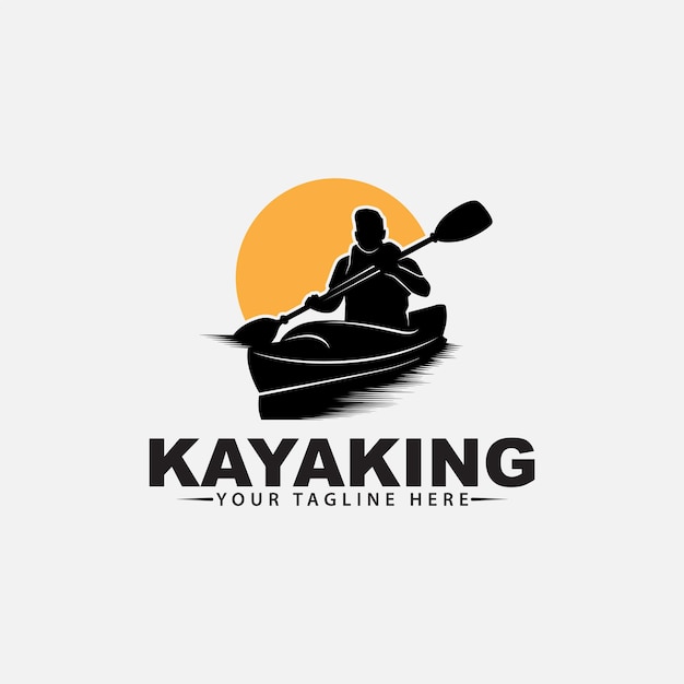 Plantilla de diseño de logotipo de canoa kayak