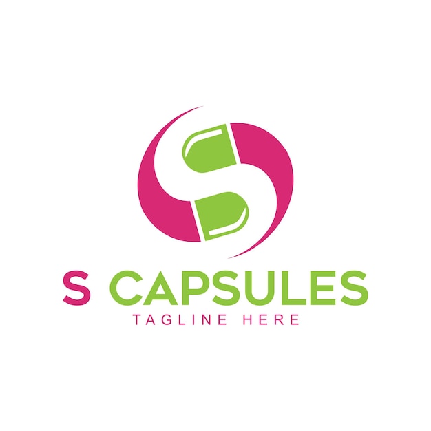 Vector plantilla de diseño de logotipo de cápsulas s