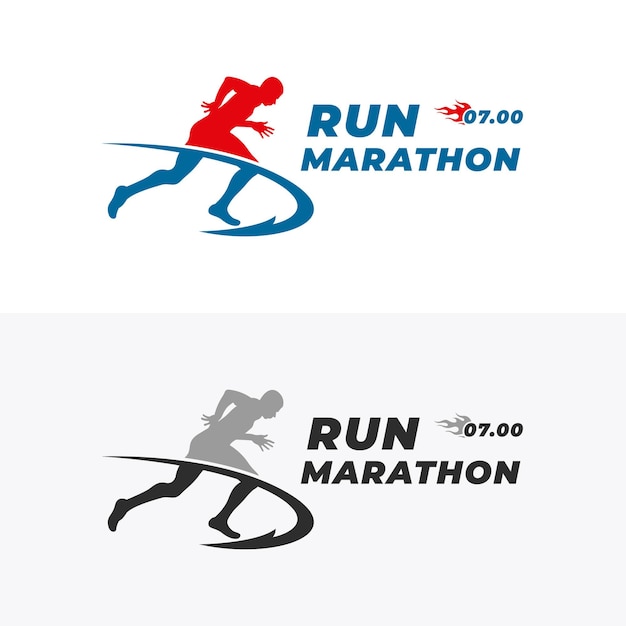 Plantilla de diseño de logotipo de carrera y maratón