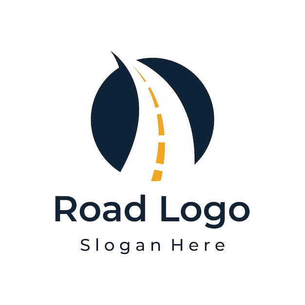 Plantilla de diseño de logotipo carretera asfalto ruta tráfico el logotipo puede ser para una empresa de rótulos comerciales