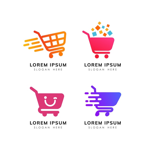 Vector plantilla de diseño de logotipo de carrito de compras