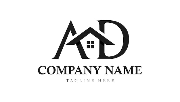 Plantilla de diseño de logotipo de carta de casa o casa de bienes raíces AD