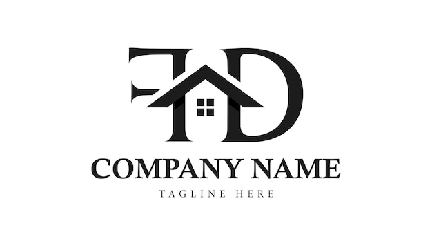 Plantilla de diseño de logotipo de carta de casa o casa de bienes raíces FD