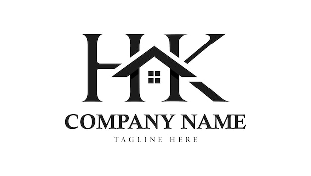 Plantilla de diseño de logotipo de carta de casa o casa de bienes raíces de HK