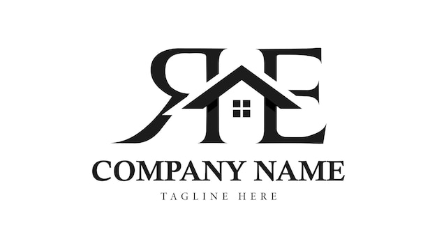 Plantilla de diseño de logotipo de carta de casa o casa de bienes raíces re
