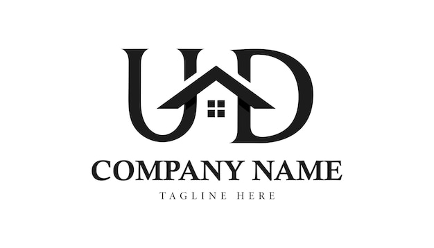 Plantilla de diseño de logotipo de carta de casa o casa de bienes raíces de UD