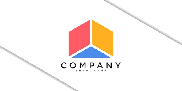 plantilla de diseño de logotipo de casa colorida Premium Vector