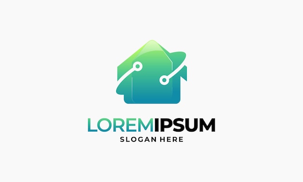 plantilla de diseño de logotipo de casa inteligente moderna, concepto de diseños de logotipo de tecnología de la casa, e real