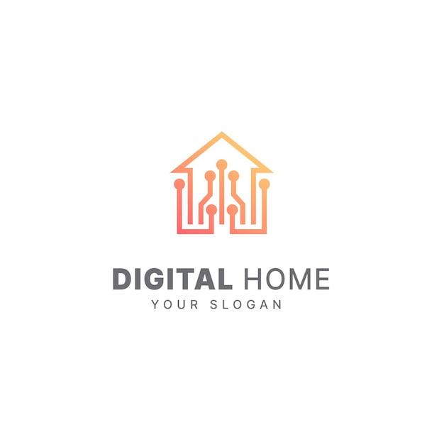 Plantilla de diseño de logotipo de casa inteligente tecnología de la casa