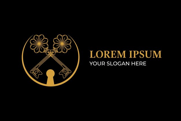 plantilla de diseño de logotipo de casa y llave de lujo