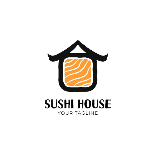 Plantilla de diseño de logotipo de casa de sushi