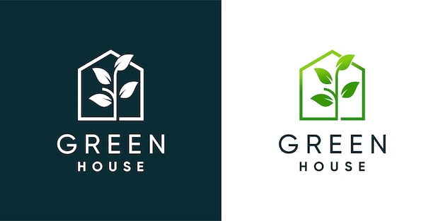 Plantilla de diseño de logotipo de casa verde con estilo moderno