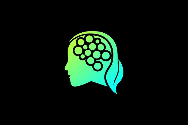 plantilla de diseño del logotipo del cerebro y la hoja