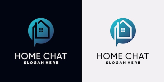 Plantilla de diseño de logotipo de chat en casa con concepto creativo