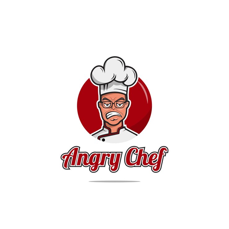 Plantilla de diseño de logotipo de chef enojado