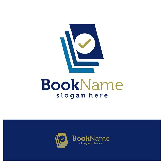 Plantilla de diseño de logotipo de cheque de libro Concepto de logotipo de cheque de libro vector Símbolo de icono creativo