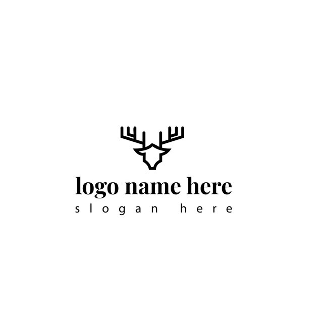 plantilla de diseño de logotipo de ciervo de cabeza vectorial