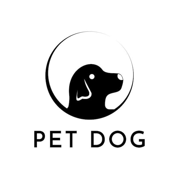 Plantilla de diseño de logotipo de círculo de perro mascota