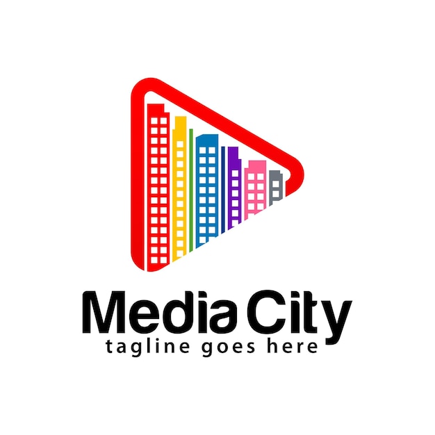 Plantilla de diseño de logotipo de ciudad de medios